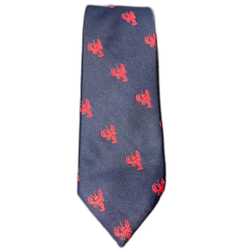 Willey's Ellsworth, ME Navy Blue Lobster Print Mens Neck Tie Made in USA